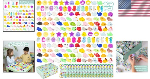 Sensory-Friendly 160 Piece Mochi Squishy Toy Set - Great for Kids' Celebrations - 第 2/11 張圖片