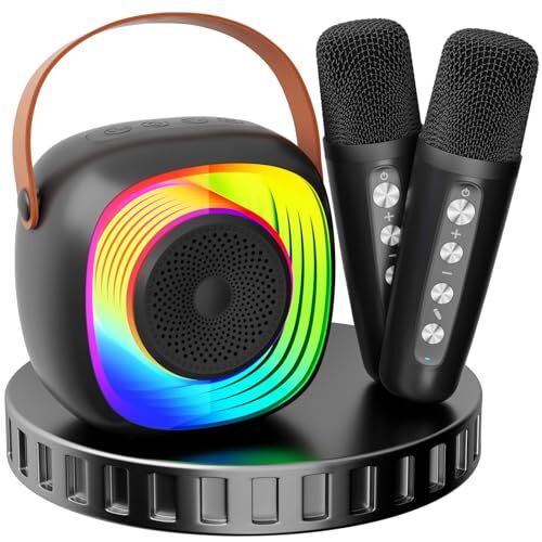 Karaoke Machine for Kids Adults, Portable Bluetooth Speaker with Wireless Black