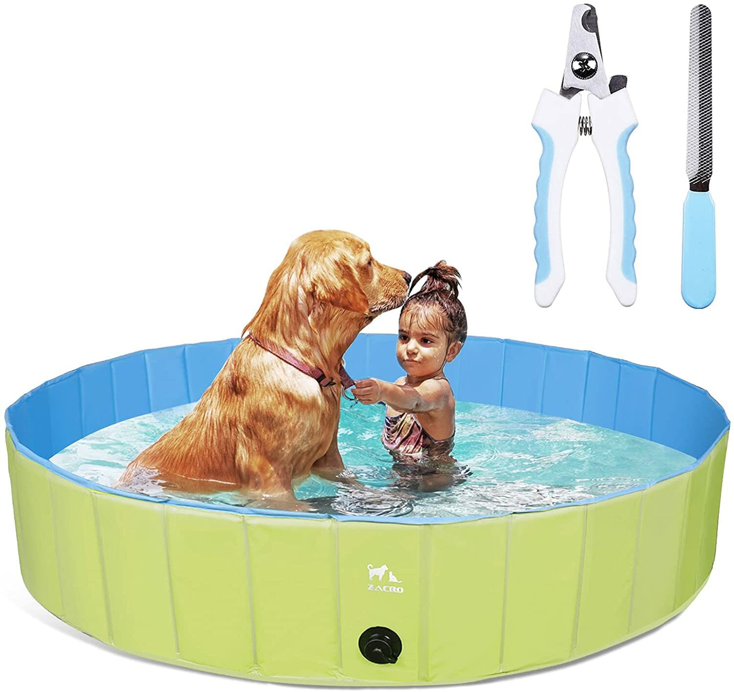 Piscina plegable para perros, piscina de plástico duro para perros grandes, 63 pulgadas x 11,8 pulgadas