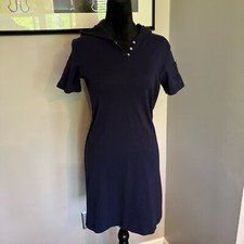 Lauren Ralph Lauren short sleeve hooded cotton midi dress navy small petite