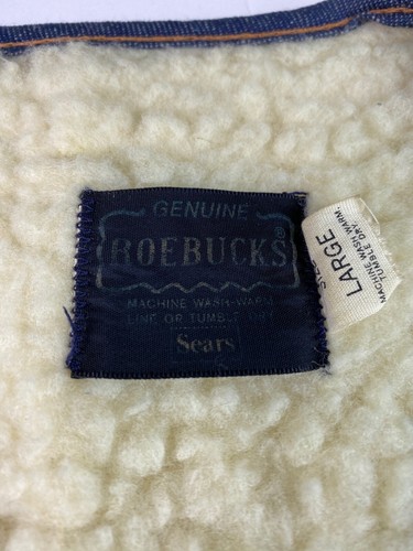 Vintage Sears Roebuck Denim Vest faux shearling Men's Large western wear - Picture 9 of 11