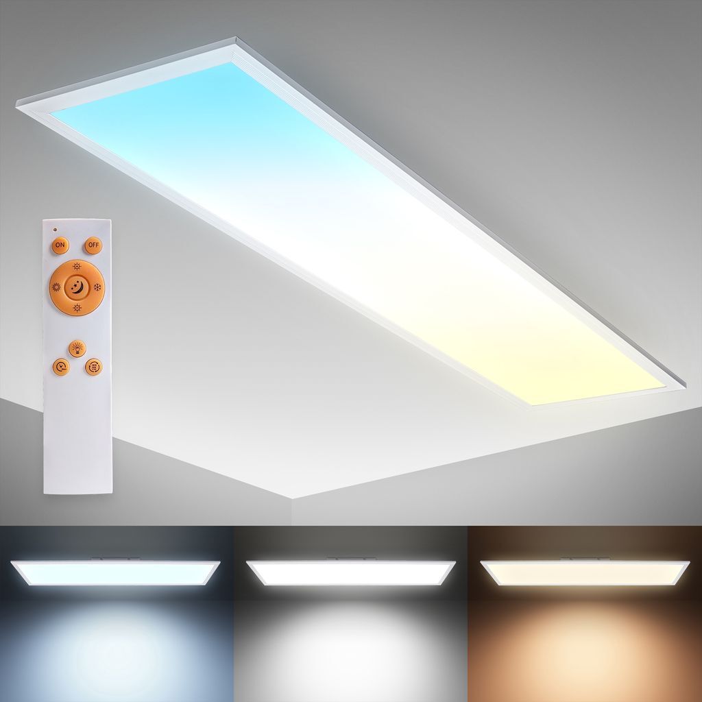 Plafonnier LED 100cm plat design minimaliste en aluminium blanc pour bureau