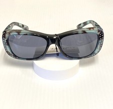 New, Women Solar Shield Sunglasses Foster Grant Turq/Brown Fit Overs