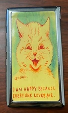 Cat Art LW Vintage Ad 100's Cigarette Case lighter ID Holder Wallet