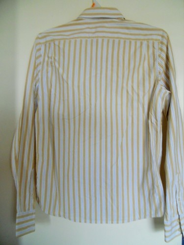 Men Hollister White Yellow Blue Striped Dress Casual Shirt Sz M - Picture 3 of 3