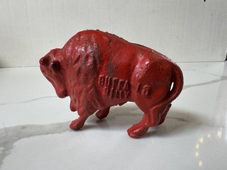 Antique Vintage Buffalo Billy Advertising Cast Iron Piggy Bank Bills