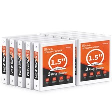 GNL 1.5 Inch 3 Ring Binders Economy 10 Packs White, 1 1/2" Inch, White