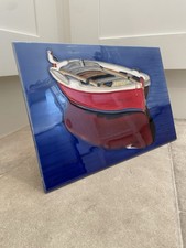 Ceramic Tile Hand Crafted Wall Art  Red Boat Wall Hang By YH Ceramics 30 x 20 cm