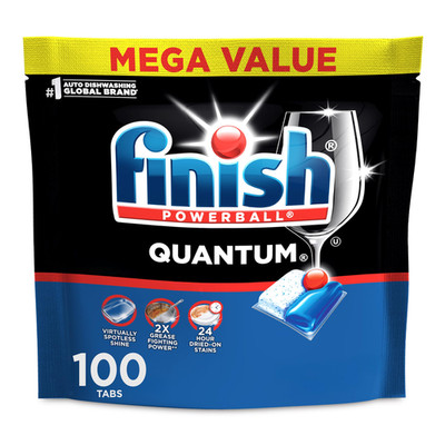 Finish Quantum Dishwasher Pods No Pre-Rinse Dishwasher Detergent Soap Removes