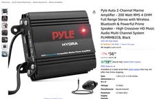 Pyle 2 Channel 400W Waterproof Micro Marine Amplifier PLMRMB2CB