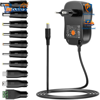 Universal Netzteil 30W AC/DC 3-12V 2A 10 Stecker USB Multi-Voltage Adapter