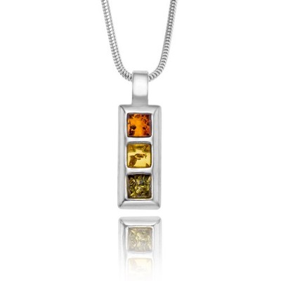 Damen Halskette Mit BernsteinAnhänger Aus SterlingSilber 925