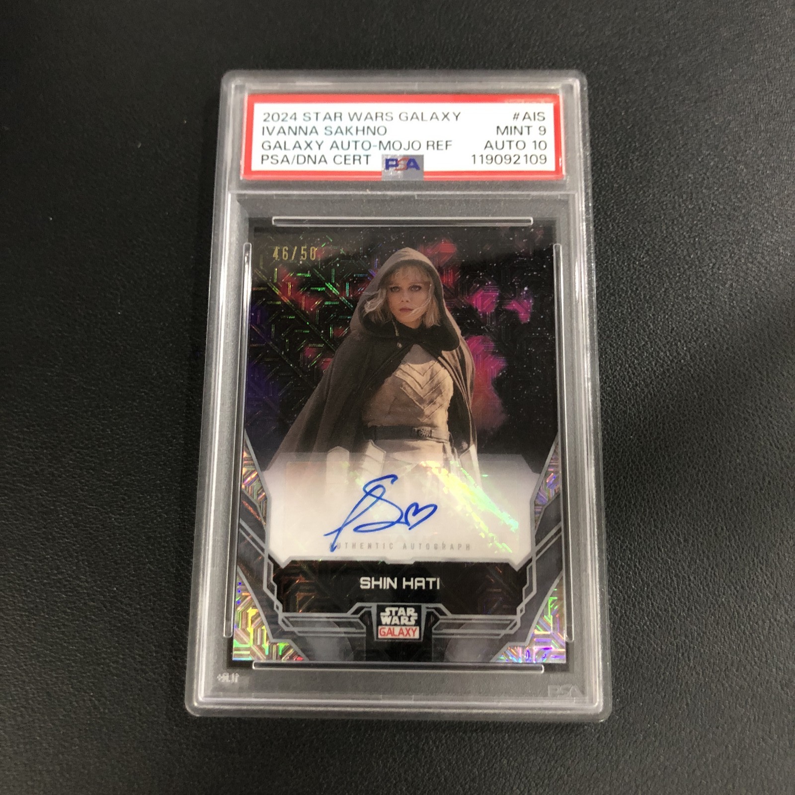2024 Topps Chrome Star Wars Galaxy Auto Shin HatiIvanna Sakhno Mojo /50 PSA 9