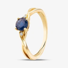 9ct Yellow Gold Sapphire & Diamond Crossover Ring OJR1702-BS