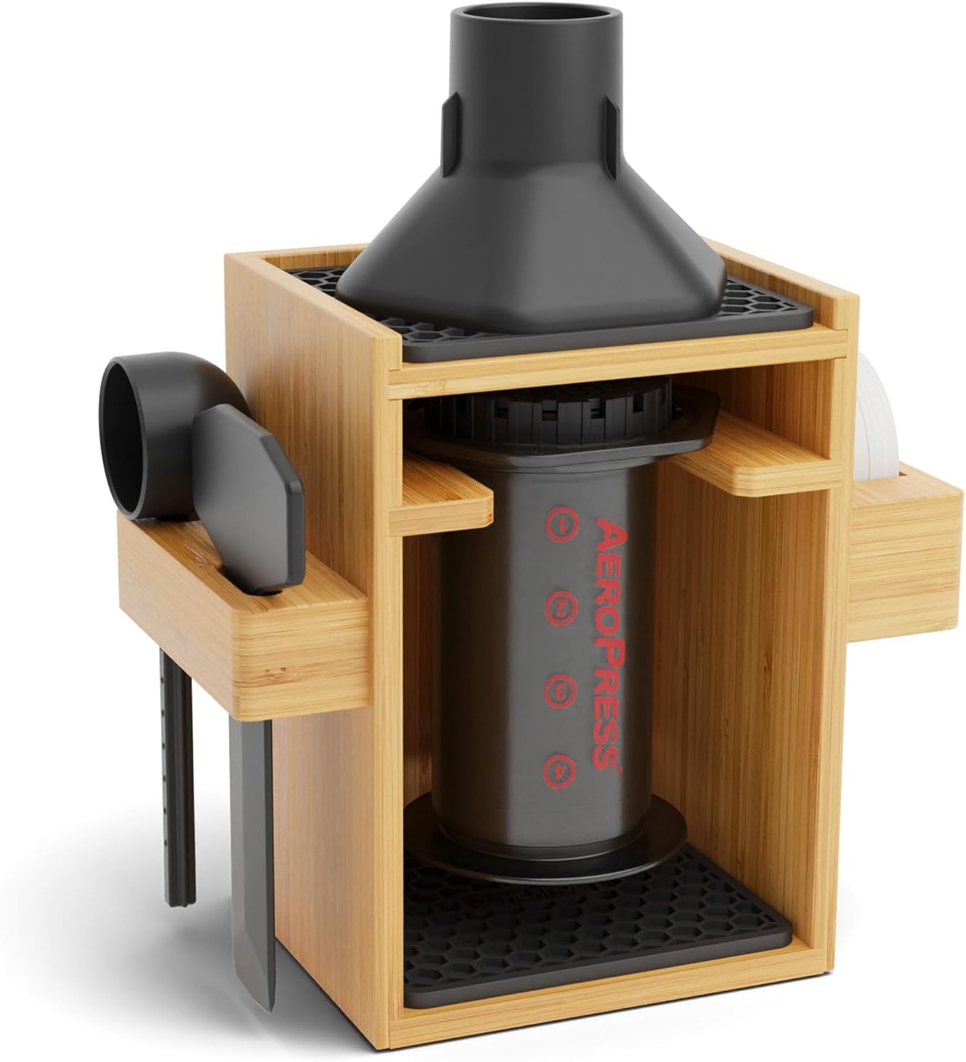 Organizer Stand, Bamboo Coffee Caddy For Aeropress