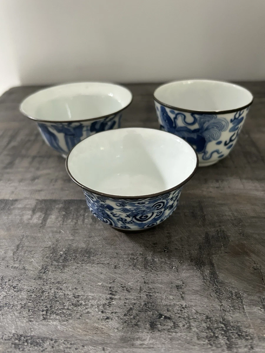 蓝色中国古董玻璃杯和杯子| eBay