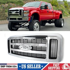 Chrome Black Front Grille Assembly For 2008 2009 2010 Ford F250 F350 Super Duty