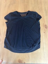 Athleta Girl On The Move Mesh Tee Shirt Girls Size L 12 Black Short Sleeve