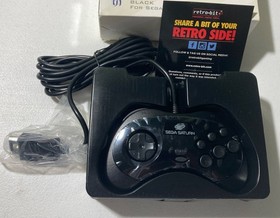 Retro-bit Sega Saturn Controller Black 10&rsquo; Cable Official For Sega New Open Box