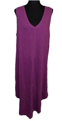 Terra Sky 1X (16W-18W) Purple Sleeveless V-Neck Hi-Lo Maxi Pullover Dress