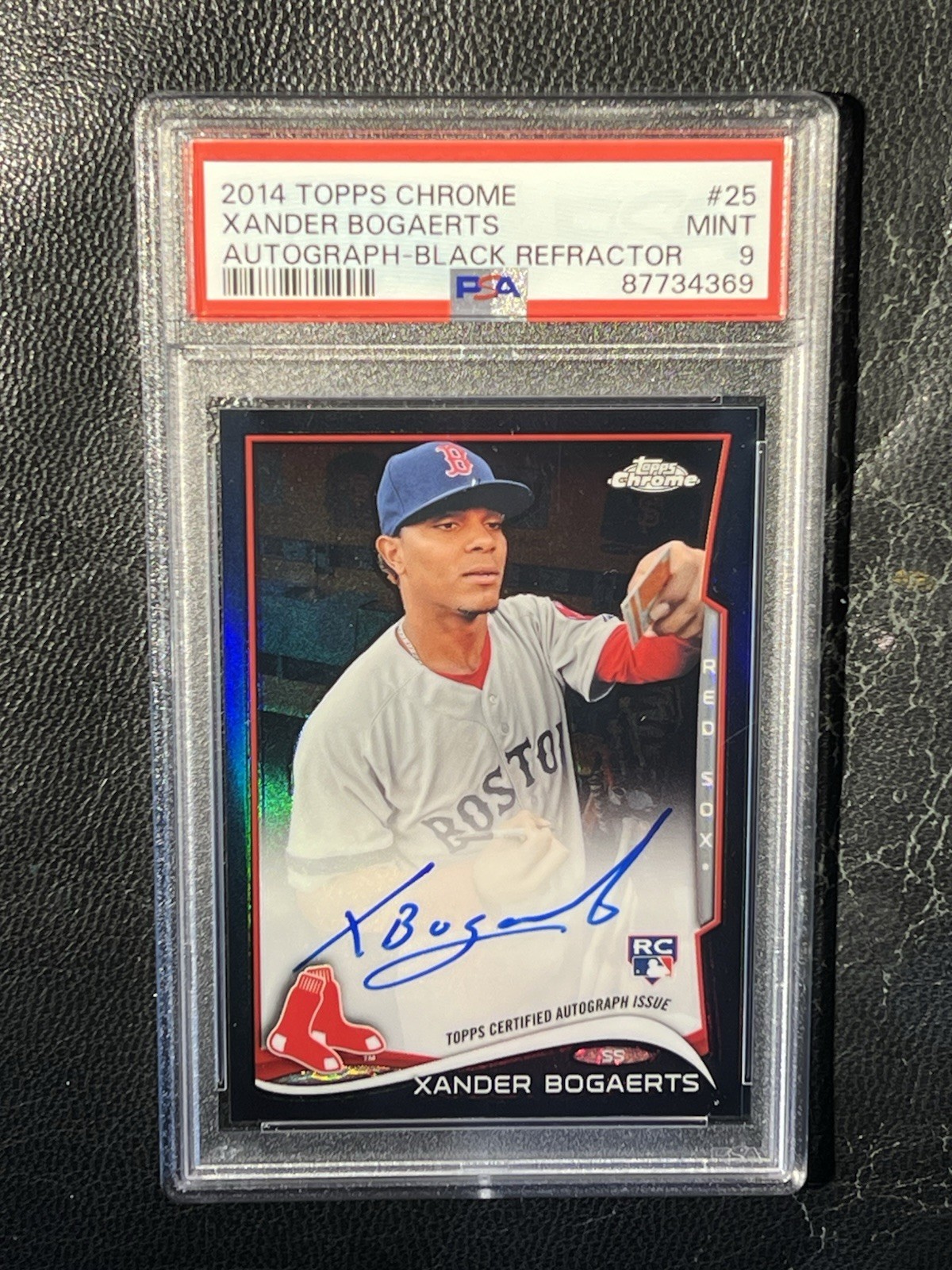 XANDER BOGAERTS 2014 Topps Chrome Black Refractor Auto 28/100 PSA 9 RC