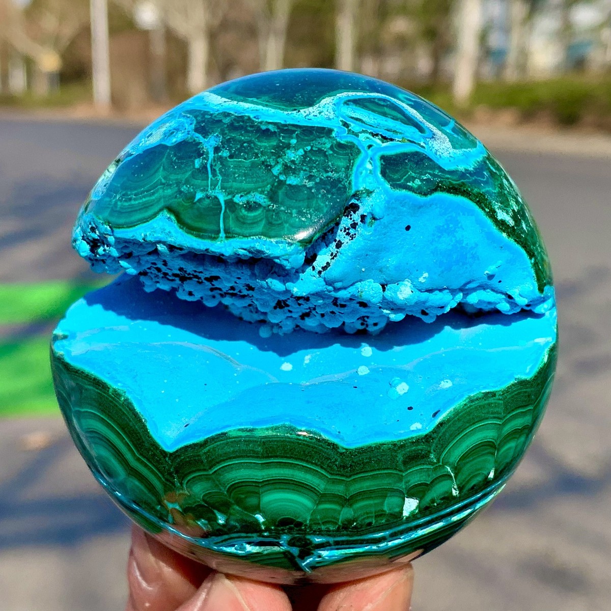 750G Natural Chrysocolla/Malachite sphere crystal mineral sample