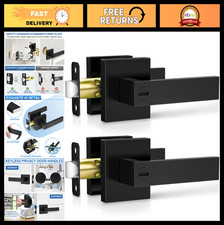 2 Pack Matte Black Interior Door Handles - Keyless Privacy Knobs  Heavy Duty Le