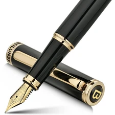 BEILUNER Black Fountain Pen,Stunning Luxury Pens with 24K Gold Accents, Gorge...