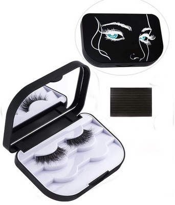 JYHi False Eyelash Storage Case with Mirror Lash 1 Count (Pack of 1), Black 
