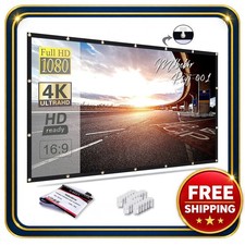 Projector Screen 120 Inch 16:9 Foldable Portable Anti-Crease Polyester