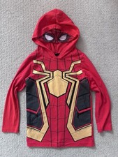 Boys Marvel Spider-Man Long Sleeve Hooded Shirt with Mask size 6 Super Hero