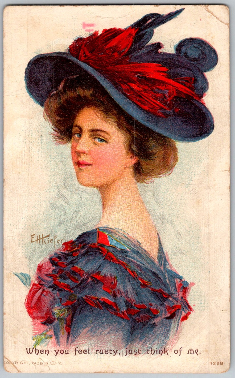 Antique Postcard E H Kiefer Lady Cobleskill, NY 1910s