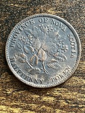 1856 Nova Scotia Half 1/2 Penny Token Extremely Fine XF Rare Actual Coin TC2090*