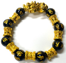 Feng Shui Black Obsidian Beads Bracelet Attract Wealth  Good Luck Bangle pixiu