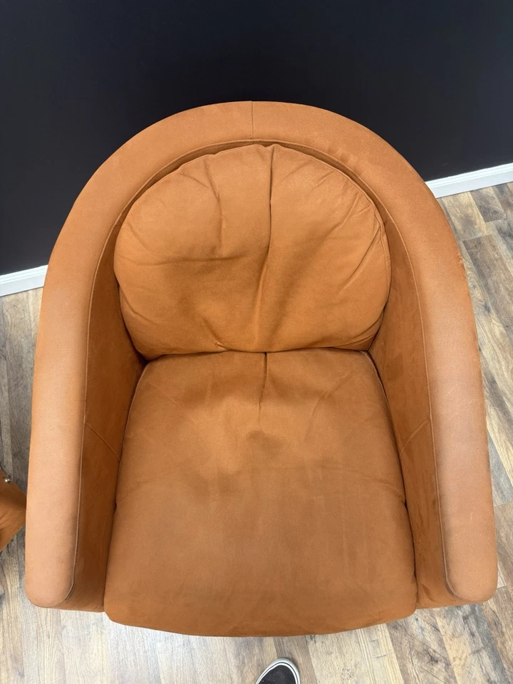 Juego de 2 sillones giratorios con base cromada Natuzzi Mid Century Italia raro Foto 3 de 4