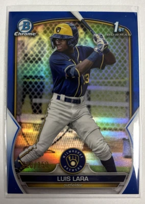 2023 Bowman - Chrome Prosp. Luis Lara #BCP-100 Blue Refractor 026/150 - Image 1 of 2