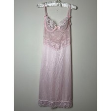 Dolores for Poirettes Vintage Coquette Slip Dress 32 Small Pink Lace Underwire