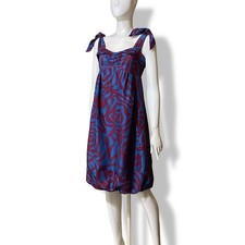 Marc Jacobs 100% Silk Rose Print Summer Dress 6 Bow Shoulder Runway Vibe Luxury