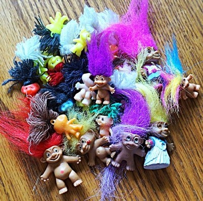 Miniature Troll Lot 20+ Gumball Machine Prize Pendant Russ Dam Trolls Pencil Top