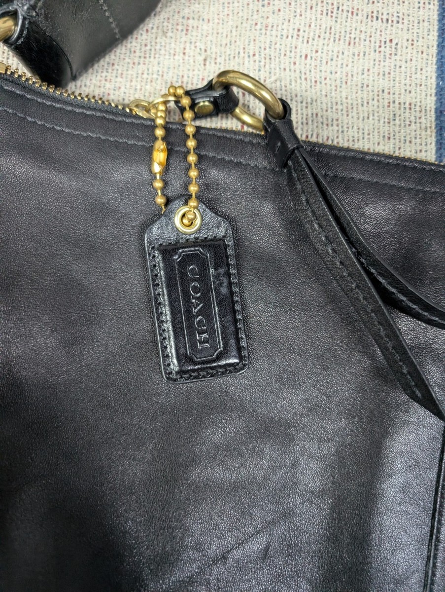 Large Black Coach 11839 Smooth Leather Hobo Shoulder Bag Gold 