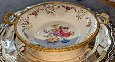 Bowl hand painted with gilt brass with floral pattern. Schumann Dresden.