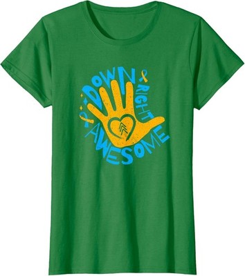 National Down Syndrome Awareness Month Down Ladies' Crewneck T-Shirt