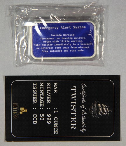 2024 1 oz .999 Silber Kunstbarren Colorized Twister Tornado Safety Captains Chest Bu - Bild 2 von 2