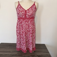 Faded Glory A-Line Slip Dress Red Floral Size Small Fairy Cottage Country Y2K
