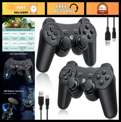Wireless PS3 Controller 2 Pack - Bluetooth, Rechargeable, Motion Sensor, DualSho