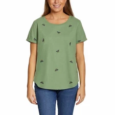 Vintage America Bee Embroidered Relaxed Fit Green Tee - Size Large