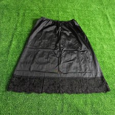 Vintage Vassarette Black Nylon Tricot Lace Details Half Slip Made in USA Size M