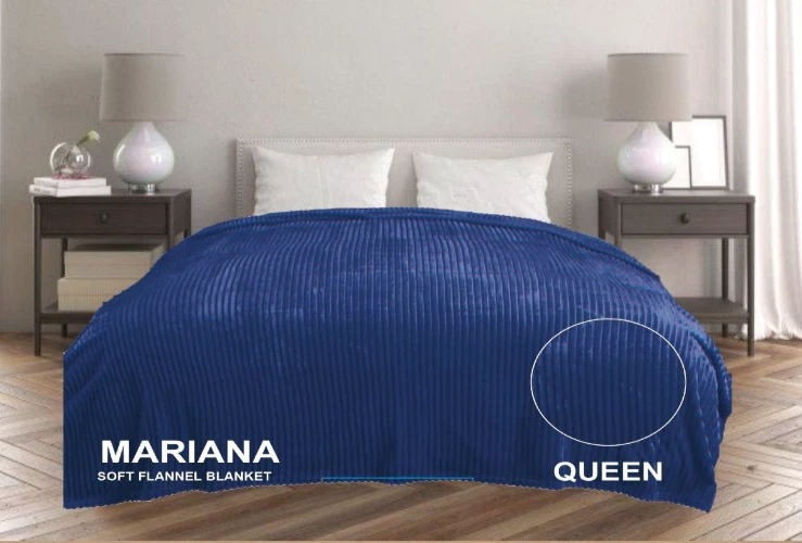 NEPAL Solid Flannel Blanket – Soft Lightweight Stripe – 3D Ribbed Jacquard – Queen & King Size – All Seasons - View #3