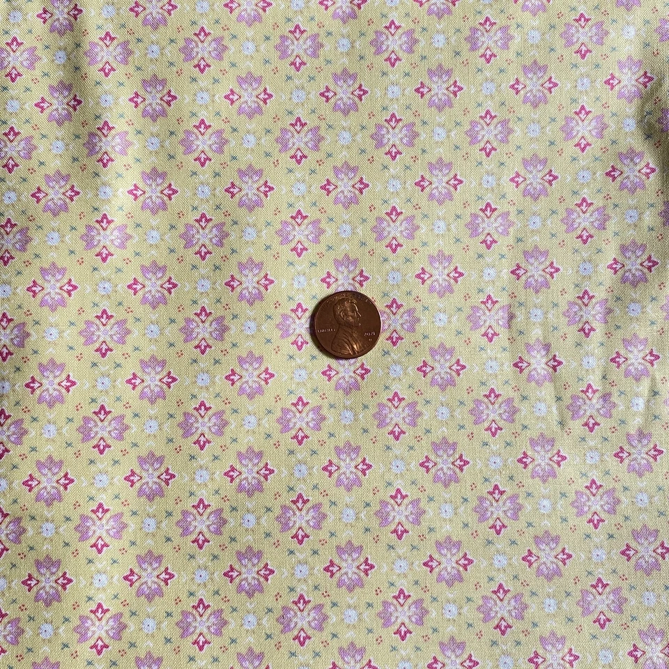 Tela geométrica suave amarillo rosa al principio acolchado algodón BTY Foto 4 de 4