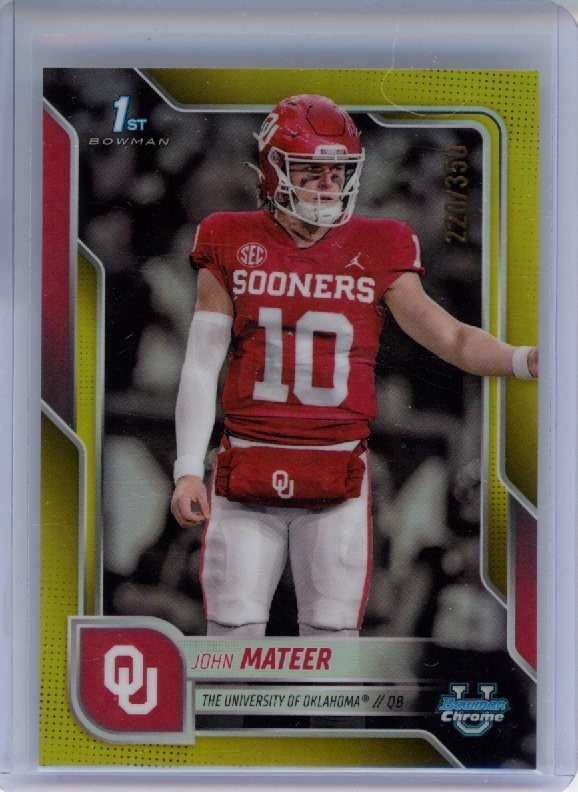 2025 Bowman Chrome University #1 John Mateer 1st Bowman Yellow 220/350